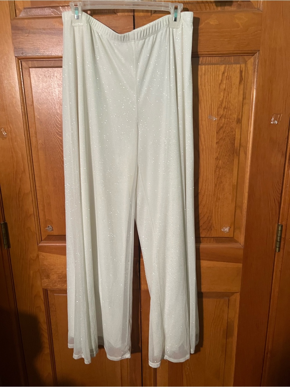 MSK Ivory Sparkle Wide-Leg Jumpsuit Pants